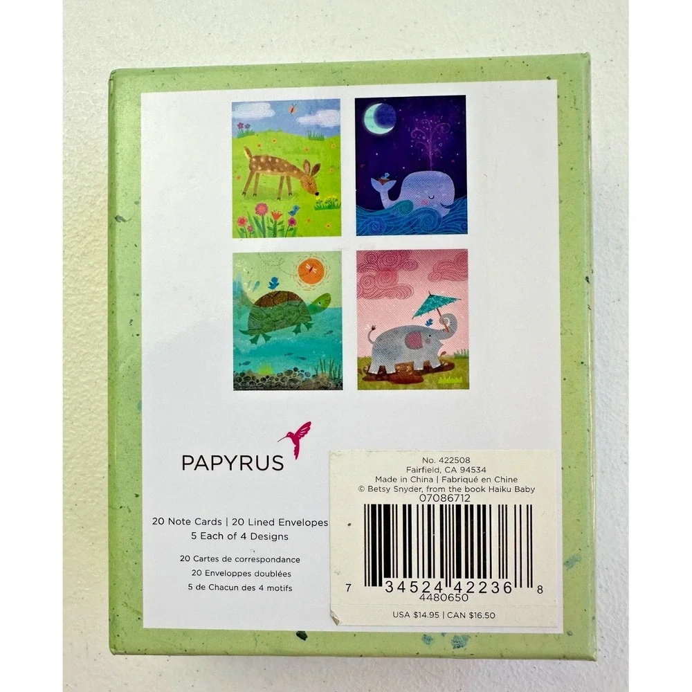 Papyrus Blank Cards with Envelopes Haiku Baby Betsy Snyder (20-Count 4 designs)